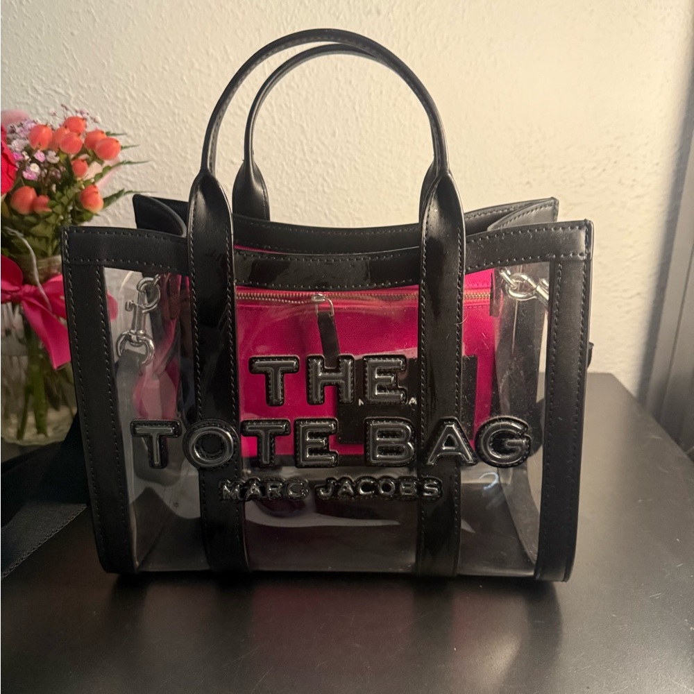 Marc Jacobs Limited Edition Clear and Black Tote with Pink Accent